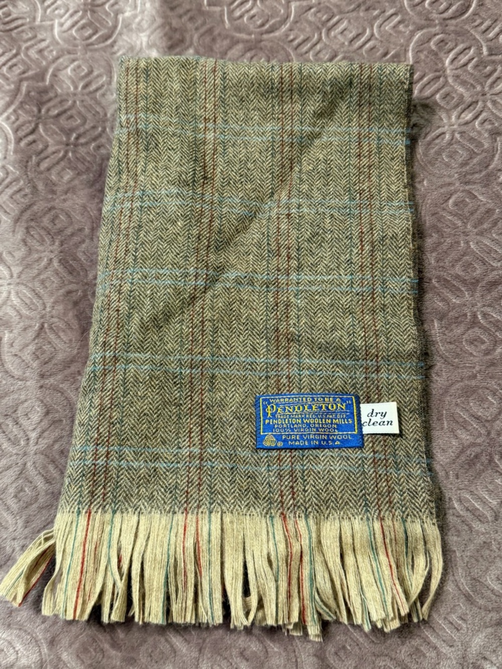 Vintage Pendleton Fringe Wool Scarf